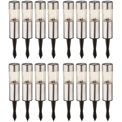 16 LED Edelstahl Solar Leuchten Steck Leuchten Erdspieß Außen Beleuchtung Akku
