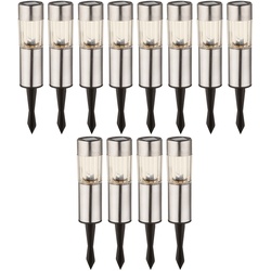 12 LED Edelstahl Solar Leuchten Steck Leuchten Erdspieß Außen Beleuchtung Akku