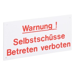 Warnschild Vorsicht Selbstschüsse